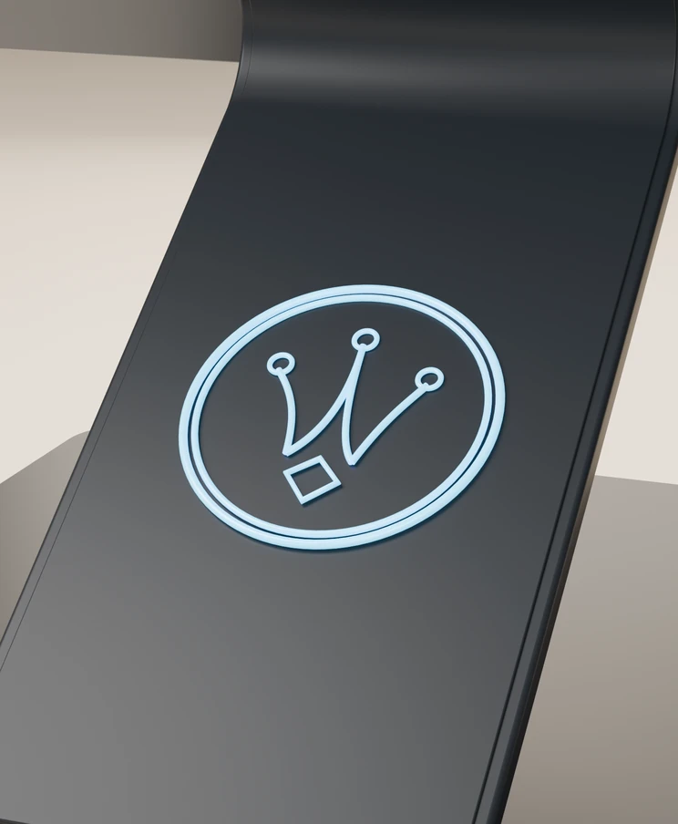 The illuminated Formula crown emblem on the back of the stand